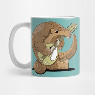 Cartoon pangolin playing a mandolin Mug